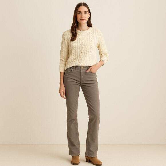 GAP 1969 Perfect Boot Corduroy Pants Women’s 26 Shark Skin Gray Tan 32" Inseam - Picture 1 of 9